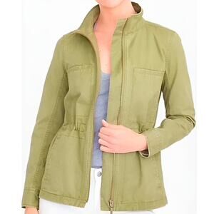 J.Crew Cotton Pocket Full Zip Utility Jacket Olive Green Size Small